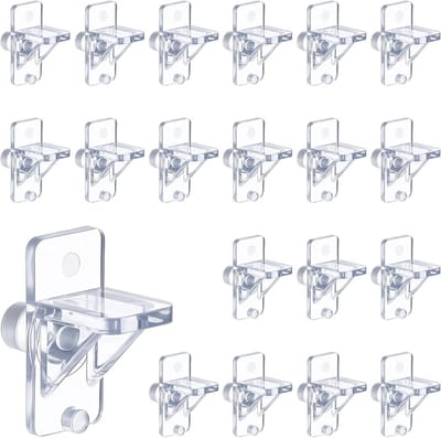 Dailygoods- Plankdragers 20 stuks - Transparant - ABS-kunststof - 6 mm inlegplankhouders - Vloerdragers - Tot 2,7 kg belastbaar - Voorgeboorde gaten - Plankhouders