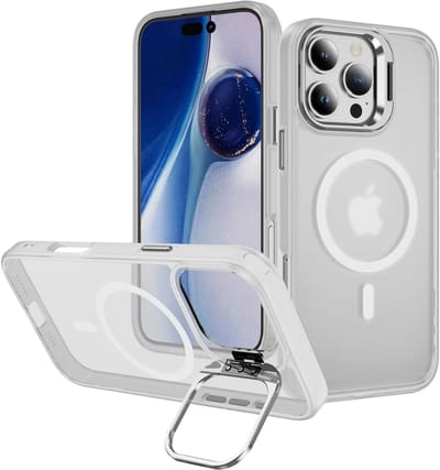 Hoesje Geschikt voor Apple iPhone 16 Pro Max - Compatibel met MagSafe & Qi2 - Back Cover met Standaard - Camera Kickstand - Transparant