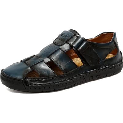 Nieuwe Echt Lederen Heren Strand Grote Maat 38-48 Ademende Sandalen Retro Handgenaaid Baotou Casual Mode Handgemaakte Schoenen 38