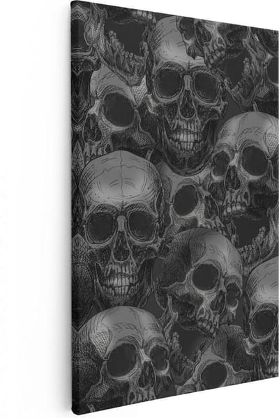 Artaza Canvas Schilderij Schedel Patroon - 20x30 cm - Klein - Muurdecoratie Skull Decoratie - Wanddecoratie Woonkamer - Schilderijen Op Canvas Gothic