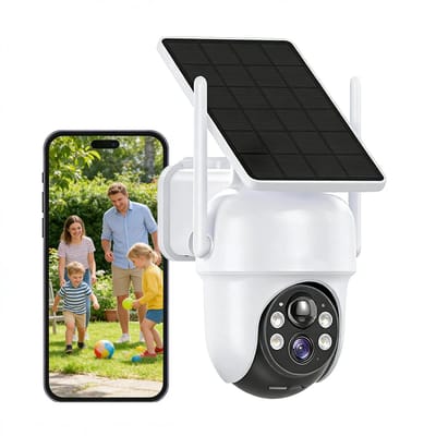TWUFY Q04 Solocamera - 4MP Draadloze Beveiligingscamera voor Buiten - 360° Dekking - Geïntegreerd Zonnepaneel - AI-Bewegingsdetectie - Bundelvoordeel