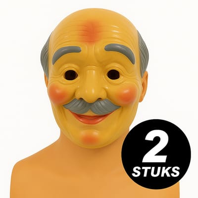 Opa Masker Verkleed – Set van 2 Stuks – Carnaval & Themafeest Accessoire – Herenmasker Latex Look