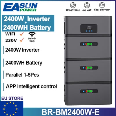 EASUN POWER 2.4KW Home Inverter Smart Microgrid Balkon Energieopslagsysteem met 2.4KWH Batterij, Ondersteunt Netwerkverbinding, WIFI