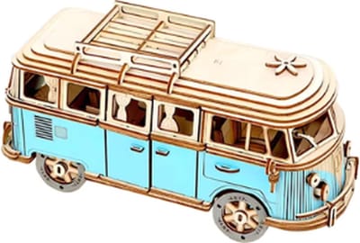 WoodR Modelbouw Houten Diy Pakket Retro Volkswagen kampeerbus 3 d puzzel zonder lijm of schaar. Voor volwassen zonder lijm 29 x