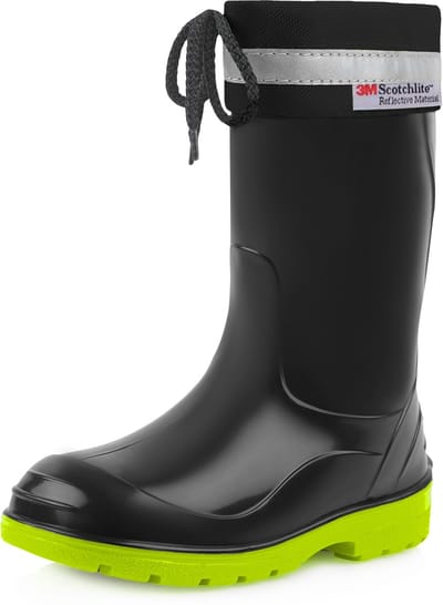Ladeheid Kinder Regenlaarzen - Rubber - Hoog met Veters - PVC - Waterdicht – Zwart Groen – 21 - LA-LMG-972-Kim