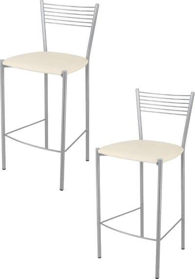 Tommychairs Elegance - Eetkamerstoelen - Set van 2 - Aluminium & Ivoor - Kunstleer