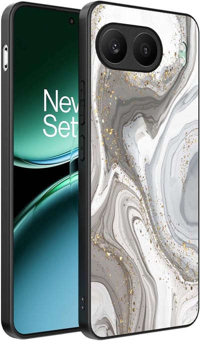 Smartphonica Telefoonhoesje Geschikt voor OnePlus Nord 4 met marmer opdruk - TPU backcover case marble design - Zilver geschikt voor OnePlus Nord 4