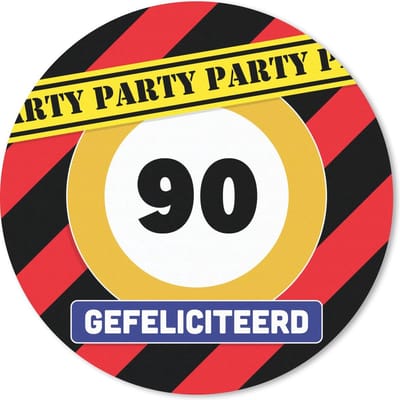 Muismat rond 20x20 cm - Mousepad Feest - Verjaardag - 90 Jaar - Verkeersbord - Ronde muismatten