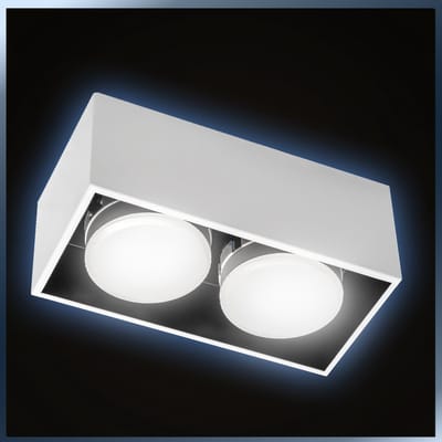 LED's Light Cube LED Plafondlamp - 2 lichtpunten - Draaibaar licht - Staal - 20 x 8 cm - Wit - Gx53 ledlamp - Plafonniere - Plafonnieres - Plafoniere slaapkamer - Plafondlampen - Badkamerlamp - Plafond lamp