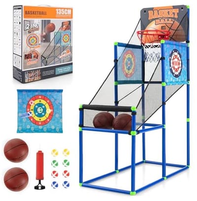 2-in-1 kinderbasketbal- en lijmballenset met elektronische scorebord