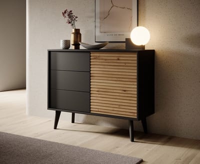Meubella - Dressoir Palladium - Eiken - Zwart - 104 cm