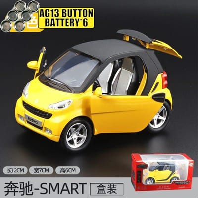 1:32 Mercedes Benz Smart Fortwo Micro Stadsauto Legering Metaal Diecast Model Auto Geluid & Licht Terugtrek Speelgoed Verzamelingen Hobby Cadeau