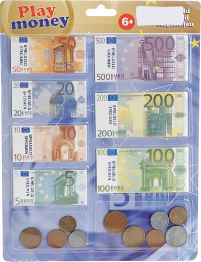 Euro speelgeld set - 90 delig - kunststof en papier - biljetten en munten - Speelgoedgeld