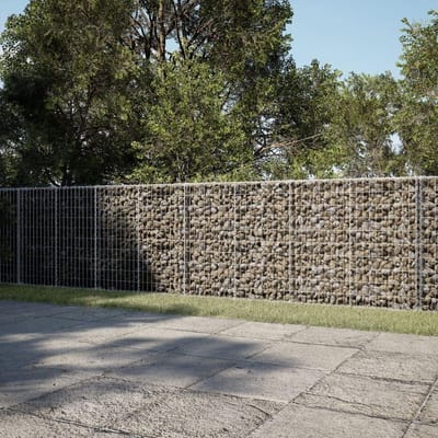 Schanskorf met Afdekking - Tuinmand Metaal - Tuin Decoratie - Gegalvaniseerd IJzer - 400 x 50 x 100 cm - Zilverkleurig