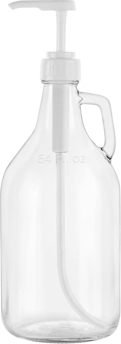 Famanu – Grote glazen dispenserfles 1,9 liter met pomp – Multifunctioneel