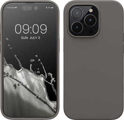kwmobile telefoonhoesje geschikt voor Apple iPhone 14 Pro - Hoesje met siliconen coating - Smartphone case in steengrijs