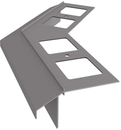 Renoplast® Aluminium Hoek 135° Voor Dakrandprofiel K100R Grijs - Afwerking Van Terrassen En Balkons - Tegelvloeren Op Lijmmortel - Waterafvoersystemen Hoekprofiel - Corrosiebescherming