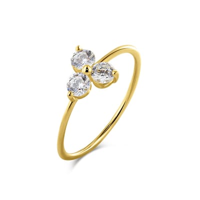 9NBG-0673-50 – New Bling – 14 karaat geelgouden ring – Met witte zirkonia – Maat 50