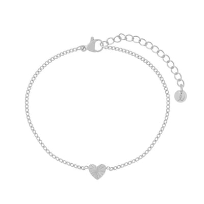 Armband gevlamd hartje - Volwassenen - Zilver - Stainless steel (verkleurt niet) - Verlengkettinkje