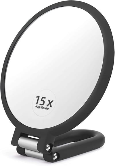 Compact Draagbare Dubbelzijdige Make-up Spiegel met 360° Draai- en Vouwhandvat voor Ideale Verzorging