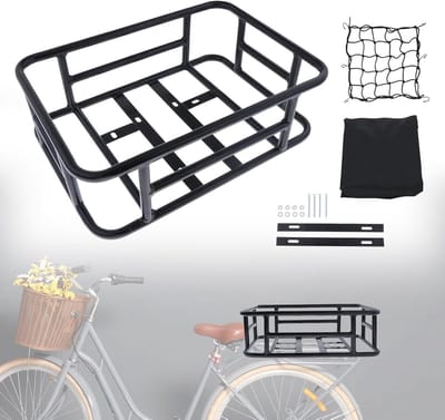 Grote fietsmand - Opbergmand fiets - Spullen vervoeren - Stevige ijzeren constructie - 30 x 30 x 30 cm - Zwart