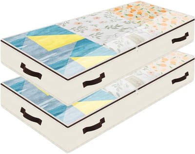 Zachte opbergbakken voor onder het bed - 2 stuks met 4 handvatten en transparant deksel, duurzaam en opvouwbaar voor eenvoudige organisatie
