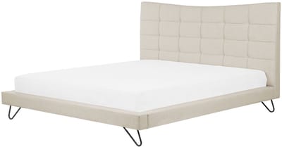 LANNION - Tweepersoonsbed - Lichtbeige - 180 x 200 cm - Polyester