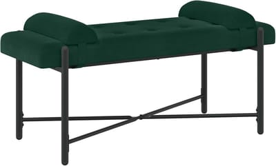 Geknoopte Bank - Zitbank Kussen - Extra Zitplek - Fluwelen Bekleding - 110 x 40 cm - Donkergroen