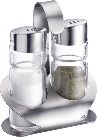 Westmark Peper-en-zoutstel, 3-delig, inhoud: elk 40 ml, roestvrij staal/glas, Wien, zilver/doorzichtig, 65022260