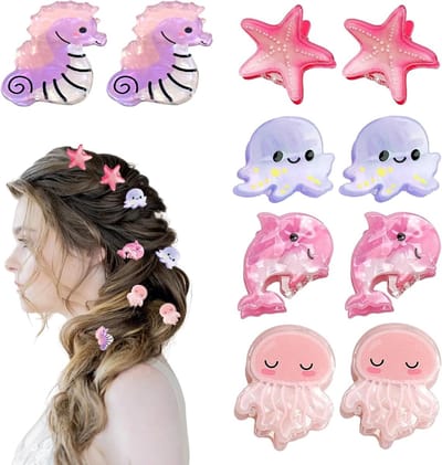 10 Mini Haarclips in Zeedier-Thema voor Meisjes en Vrouwen, Perfecte Accessoires voor Verjaardagsfeestjes en Prinsessenfeestjes