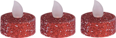 Ambiance Light LED waxinelichtjes - 6x stuks - rood glitter - 4 cm - op batterij - kerstverlichting