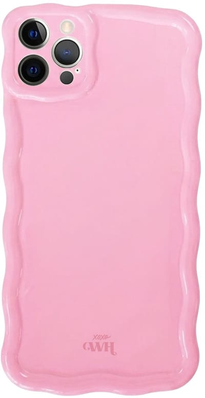 xoxo Wildhearts Glossy Wavy Case Bubble Blush telefoonhoesje - Geschikt voor iPhone 12 Pro Max - Golvend hoesje - Glimmende silicone case met golven - Vlekbestendig - Camerabescherming - Roze