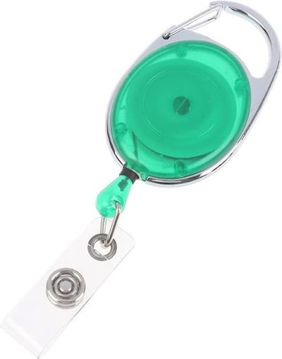 Fako Bijoux - Uittrekbare Sleutelhanger Met Koord - Rolspeld - Yoyo - Jojo - Skipashouder - Nylon - 36x56mm - Transparant - Groen