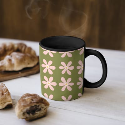 Magische Mok - Foto op Warmte Mokken - Koffiemok - Bloem - Modern - Groen - Magic Mok - Beker - 350 ML - Theemok