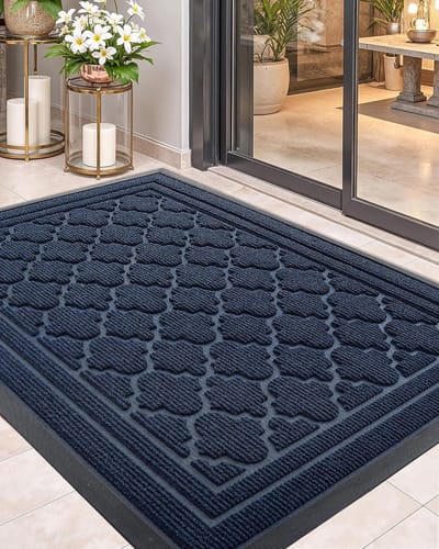 Famanu Antislipdeurmat Buiten, Robuuste Buitendeurmat Weerbestendig, Wasbare Vuilvangmat 90x150cm, Deurmat Buiten, Deurmat Buiten Voor Voordeur, Buiten, Entree - Blauw