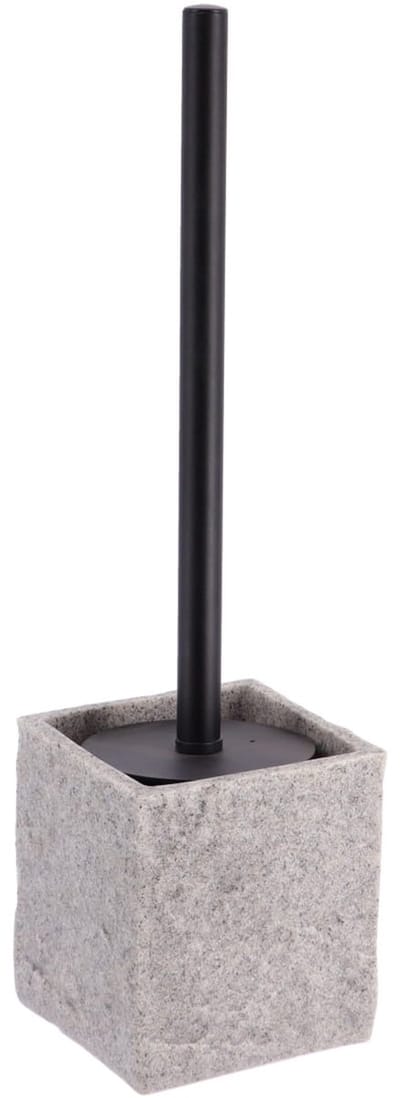 Tendance WC/toiletborstel in houder - grijs - kunststeen - polyresin - 10 x 37 cm