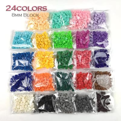2400 stuks 8x8mm Diamant Bouwstenen 24 kleuren 100 stuks / zak DOE-HET-ZELF 3D Compacte Blokjes Ideaal Voor Kinderen Leren Speelgoed Kinder Cadeaus blue