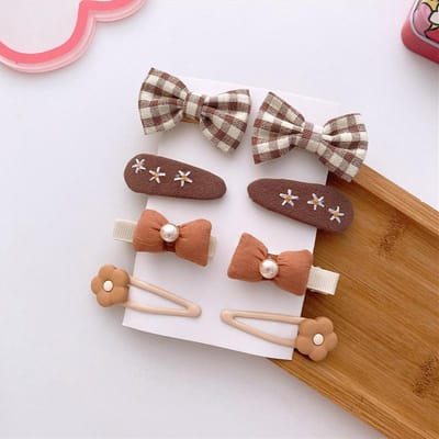 Lot de 8 nœuds en tissu chocolat pour filles, pinces à cheveux, couvre-chefs pour femmes, accessoires pour cheveux flower gray