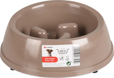 Anti schrokbak hond – slow feeder – voerbak hond – Ø18,5 cm – 500ml – Flamingo voerbak Mangi – taupe – rond