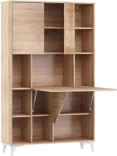 Opvouwbaar bureau - Wandtafel klaptafel - Thuiskantoor werken - Met 2 planken - 105x34x175 cm - Sonoma eiken