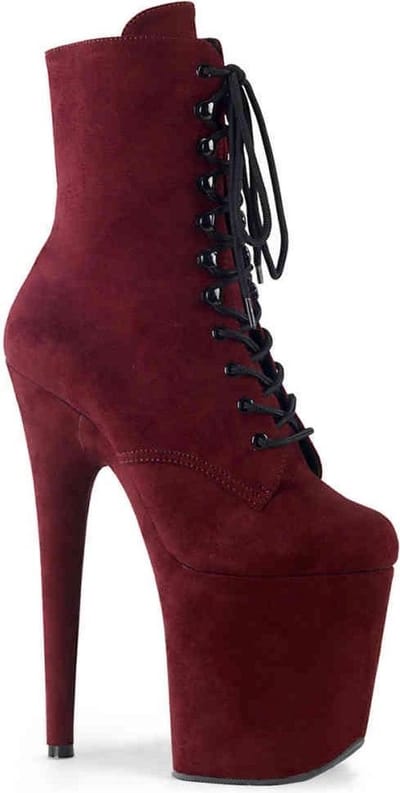 Pleaser - FLAMINGO-1020FS Plateau Laarzen, Paaldans schoenen - Paaldans schoenen - 35 Shoes - Bordeaux rood