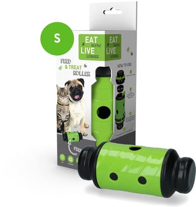 Eat Slow Live Longer Feed & Treat – Size S - Anti-schrok – Geluidloos - Slow feeder – Beloningsspeeltje – Groen