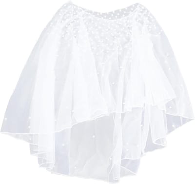 Elegante Bruidscape met Parels voor Trouwerij - Korte Voorkant en Lange Achterkant - Avondsjaal voor Vrouwen in Wit