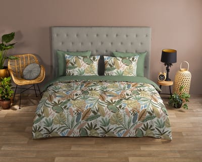 Good Morning dekbedovertrek bladeren in verschillende kleuren - 1 persoons 140x200/220 cm - Multi - 100% Katoen renforc�