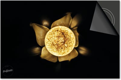 Inductie beschermer 60x60 - afdekplaat inductie mat - Dietrix Kookplaat beschermer - Exclusief - Black en Gold - Bloem bol goud