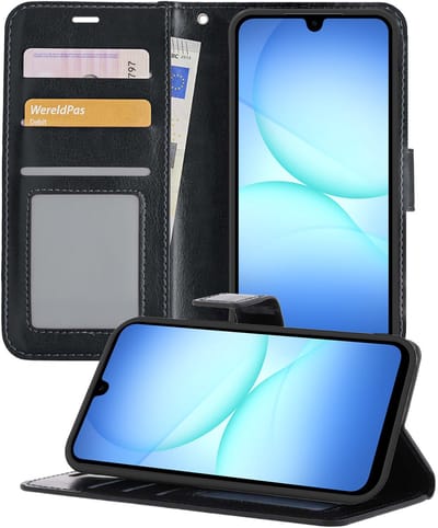 Hoesje - Geschikt voor Samsung Galaxy A17 - Luxe Bookcase - Walletcase Hoes - Portemonnee - Cover - Telefoonhoes - Zwart