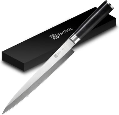 PAUDIN M1 Authentiek Yanagiba Koksmes 25 cm - Klassiek Japans Keukenmes Enkelzijdig Geslepen - Ideaal Mes voor Vlees Vis Sushi en Sashimi