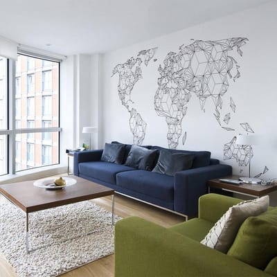 Fotobehang – Behangpapier - Fotobehang XXL - Map of the World - white solids 550x270 - Artgeist