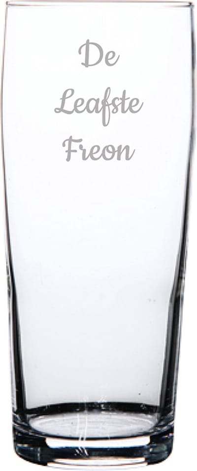 Gegraveerde bierfluitje 19cl De Leafste Freon