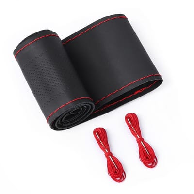 Dailygoods- Stuurhoes Universele Maat 37-38 cm - Leren Stuurhoes - Antislip - Huidvriendelijk - Verbeterd Uiterlijk Interieur - Stuurwielhoes